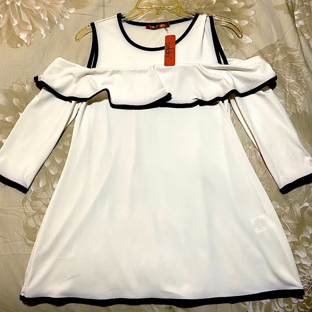 Belldini - Cold shoulder blouse - white with black trim